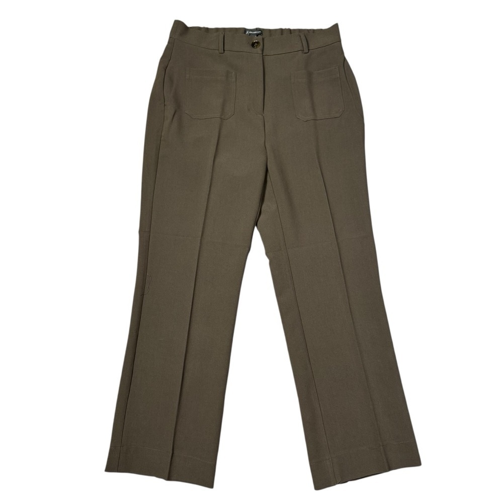 NWT New $89 Adrianna Papell Olive Wide Leg Patch Pocket Pants Size 8